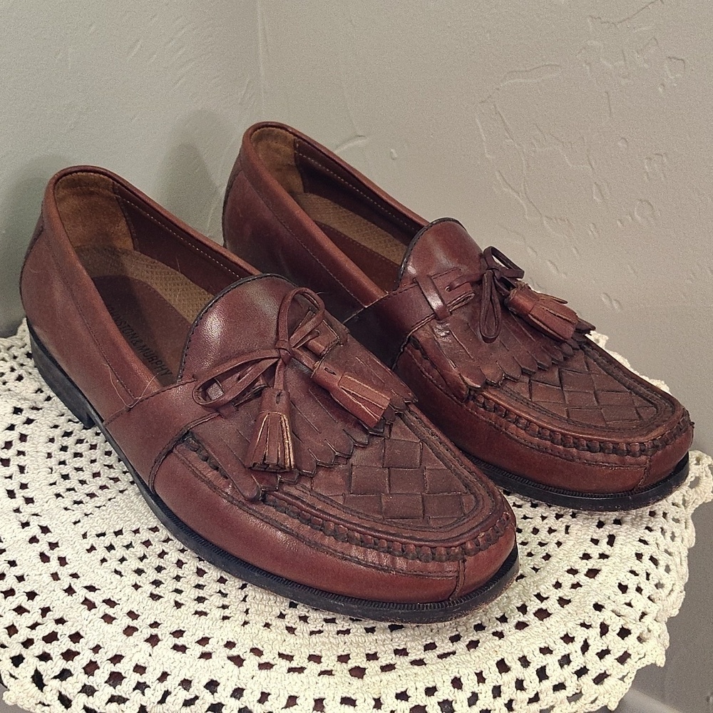Johnston & Murphy Mens Slip On Brown Loafer Size 9.5 Weave Toe